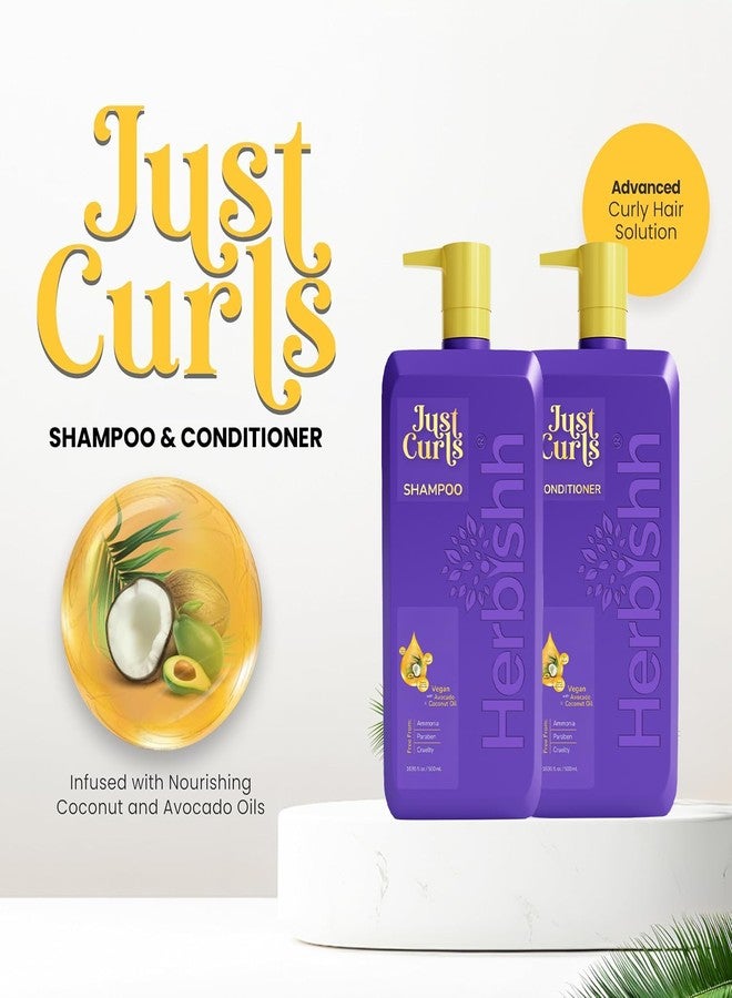 Herbishh Just Curls Coconut & Avocado Oil Infused Shampoo and Conditioner Set, Sulfate-free Vegan Kit for Curly, Nourished, Smooth Hair - Image 2